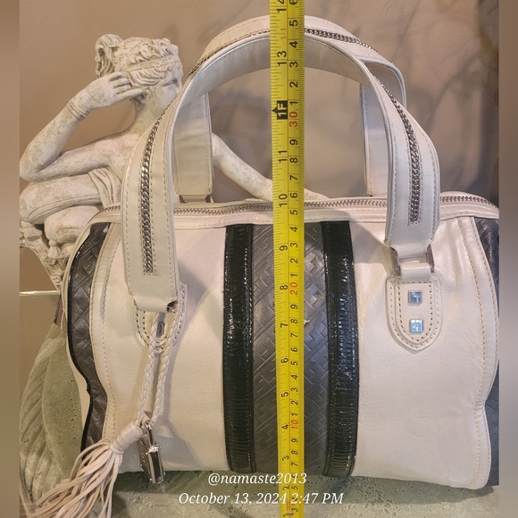 L.A.M.B. by Gwen Stefani Leather Frosted Satchel Luxury Designer Handbag #544 - Picture 9 of 15